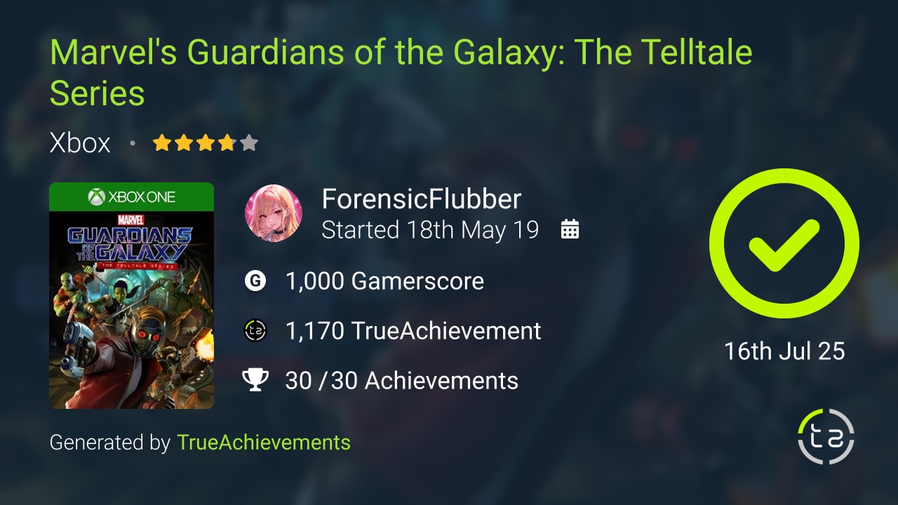 Marvel's Guardians of the Galaxy The Telltale Series achievement summary